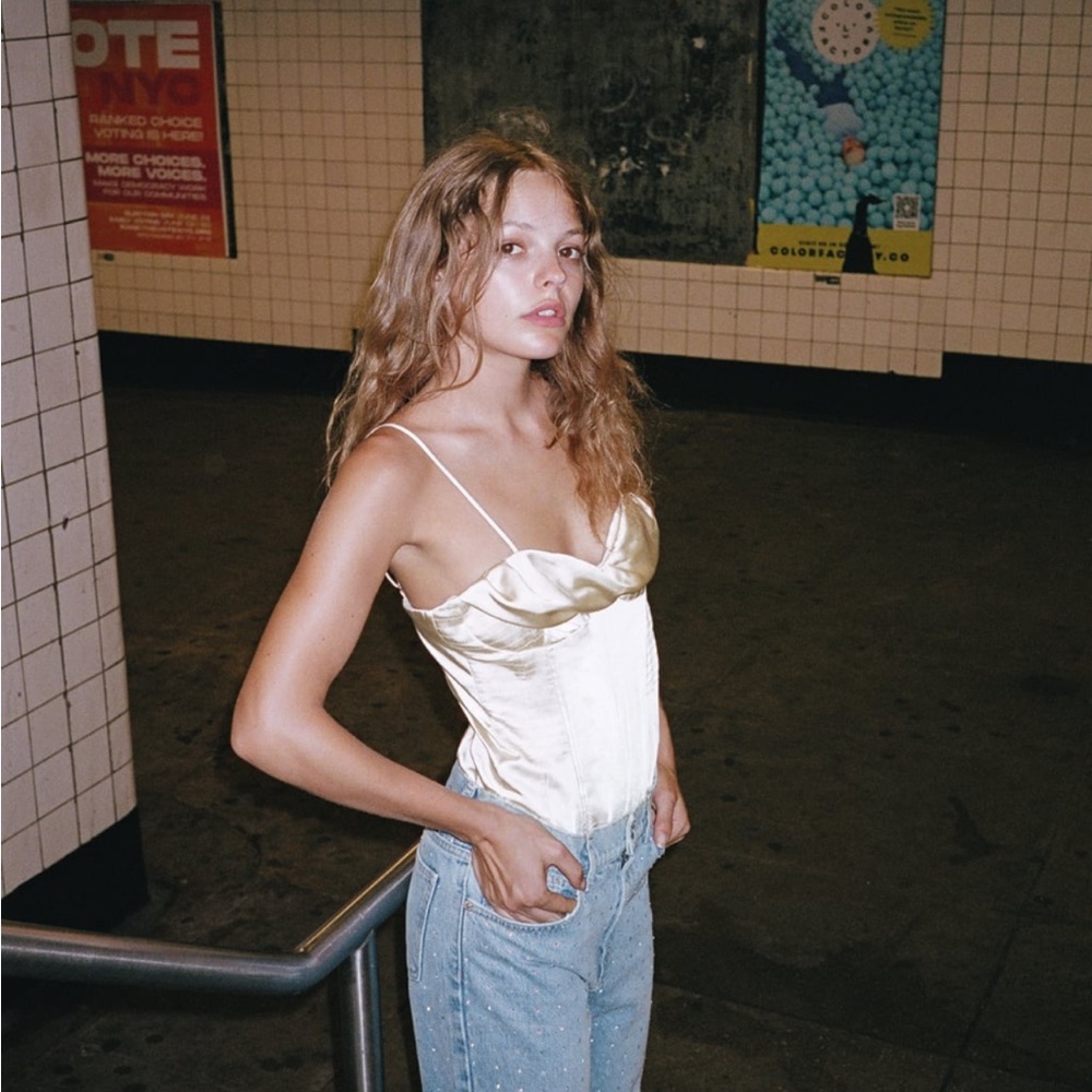 Zara satin effect bustier bodysuit